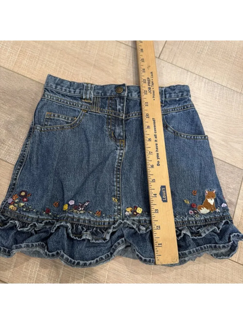 GYMBOREE GIRLS SIZE 8 DENIM SKIRT FLORAL FOX